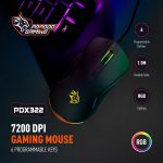 Gaming Mouse PDX322 - 7200 DPI, RGB, Black - تصویر 5