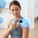 TRAINER T2 Handheld Massage Gun 30W 9 Speeds 6mm Amplitude 4 Heads USB-C - Grey - تصویر 3