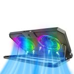 Laptop Cooling Pad PDX121BK - Dual Fans, RGB, Black - تصویر 2