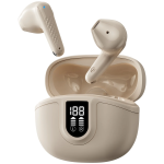 Lancaster Wireless Earbuds, Bluetooth 6.0, 13H Playtime, Touch Control, Dual-Mic Clear Calls, LED Display - Beige