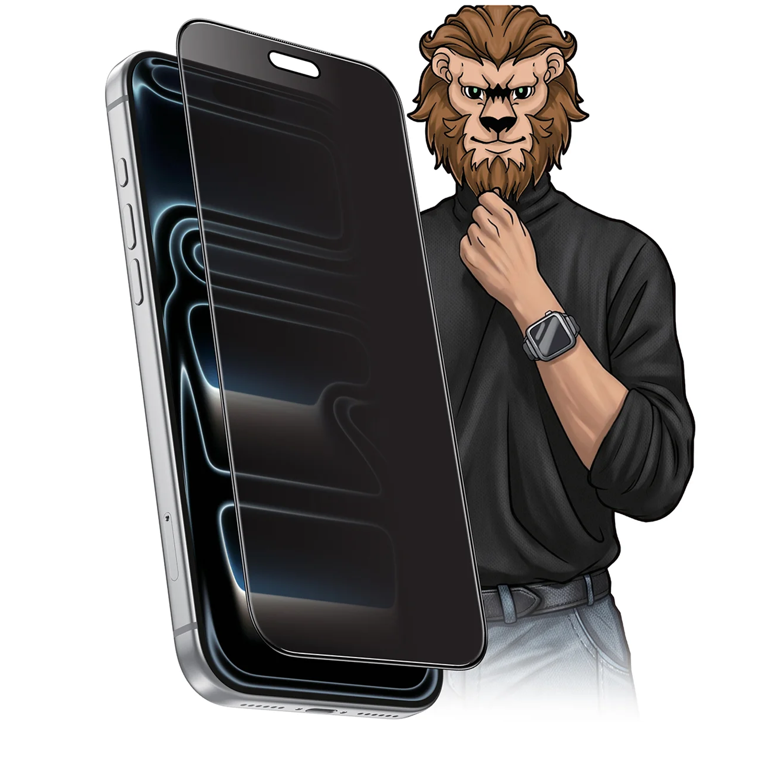 9H Steve Privacy Screen Protector for iPhone 18 Pro Max - Anti-Spy, Black Edge 9H Steve Privacy Screen Protector for iPhone 18 Pro Max - Anti-Spy, Black Edge - تصویر 1