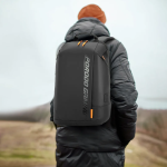 Laptop Backpack PDX533 - Water-Resistant PU, USB-C Port, Black/Orange - تصویر 6