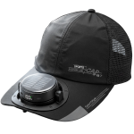 Solar Cooler Cap with Rechargeable Bladeless Fan, UV Protection, 5×Speed Levels, 5300 RPM - Black