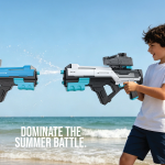 GN100-Dual Head Water Gun with 2× Spray Heads, 800mL Water Tank, 10m Shooting Range, LED Firing Effects - White - تصویر 2