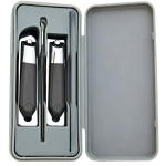4-in-1 Manicure Set + Tool Case, Anti-Slip Grip - Grey