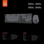 Wireless Keyboard & Mouse Set PDX225-GYB - Arabic Keys, Grey - تصویر 3