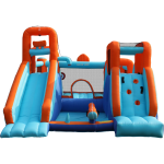 Adventure Park Inflatable Bounce House with Pool, Trampoline, Water Cannon, 60s Inflation, 135kg Load, 4.8x3.5x2.5m - Blue - تصویر 9