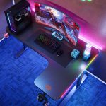 Gaming Desk PDX122BK - L-Shaped, RGB Lights, Black - تصویر 2