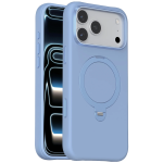 Silicone Stand Case for iPhone 18 Pro Max, 360° Rotating Stand - Blue