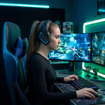 Commander Wired Gaming Headphones with Ambient LED Light & Fold-Away Mic - Black - تصویر 2