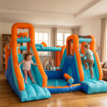 Adventure Park Inflatable Bounce House with Pool, Trampoline, Water Cannon, 60s Inflation, 135kg Load, 4.8x3.5x2.5m - Blue - تصویر 8