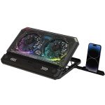 Laptop Cooling Pad PDX121BK - Dual Fans, RGB, Black