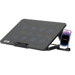 Gaming Laptop Cooling Pad PDXF5CPBK - 8 Fans, Phone Slot, Black