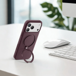 Minister iPhone 18 Pro MagSafe Case, PU Leather, 360 Rotating Stand - Burgundy - تصویر 6