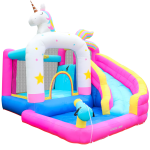 Wonder Land Inflatable Bounce House with Trampoline, Basketball Hoop, Tunnel & Pool, Ages 3-8, 3.7x3.2x2.0m - Pink