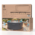 AQUA MAX Inflatable Pool, 8700L Capacity, 3.7M Diameter & 1.2M Depth, Electric Air Pump Included - Grey - تصویر 6