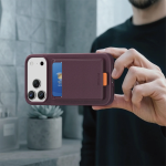 Leather Regal Case for iPhone 18 Pro Max - Card Holder, Burgundy - تصویر 2