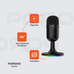 USB Gaming Microphone PDX550 - Omni-Directional, Black - تصویر 2