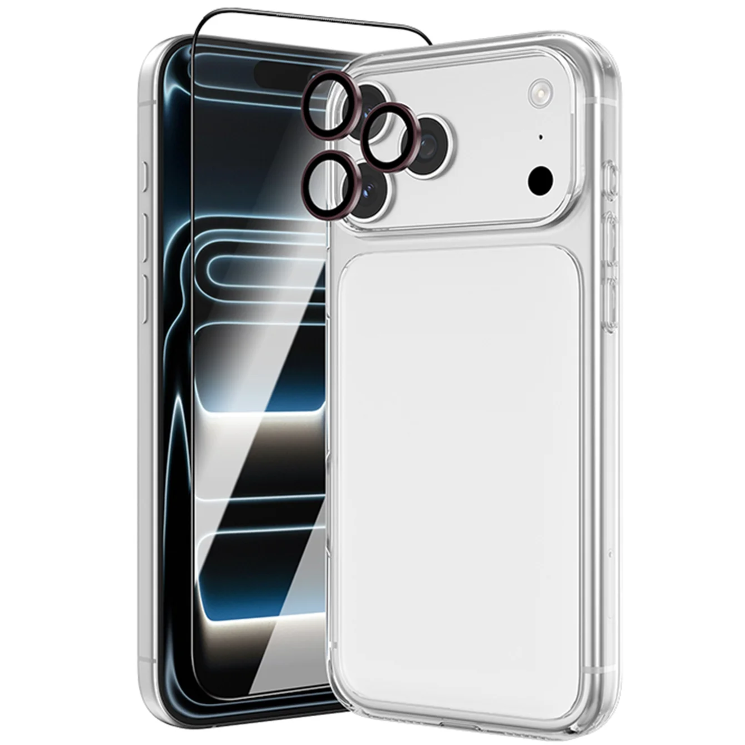 4 in 1 iPhone 18 Pro Defender Pack (Camera Lens + HD Glass + Back Film + Cover) - Burgundy 4 in 1 iPhone 18 Pro Defender Pack (Camera Lens + HD Glass + Back Film + Cover) - Burgundy - تصویر 1