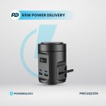 Powerology Magsafe Power Hub PWCUQC014 - 65W PD, 15W Wireless, UK Plug, Black - تصویر 6