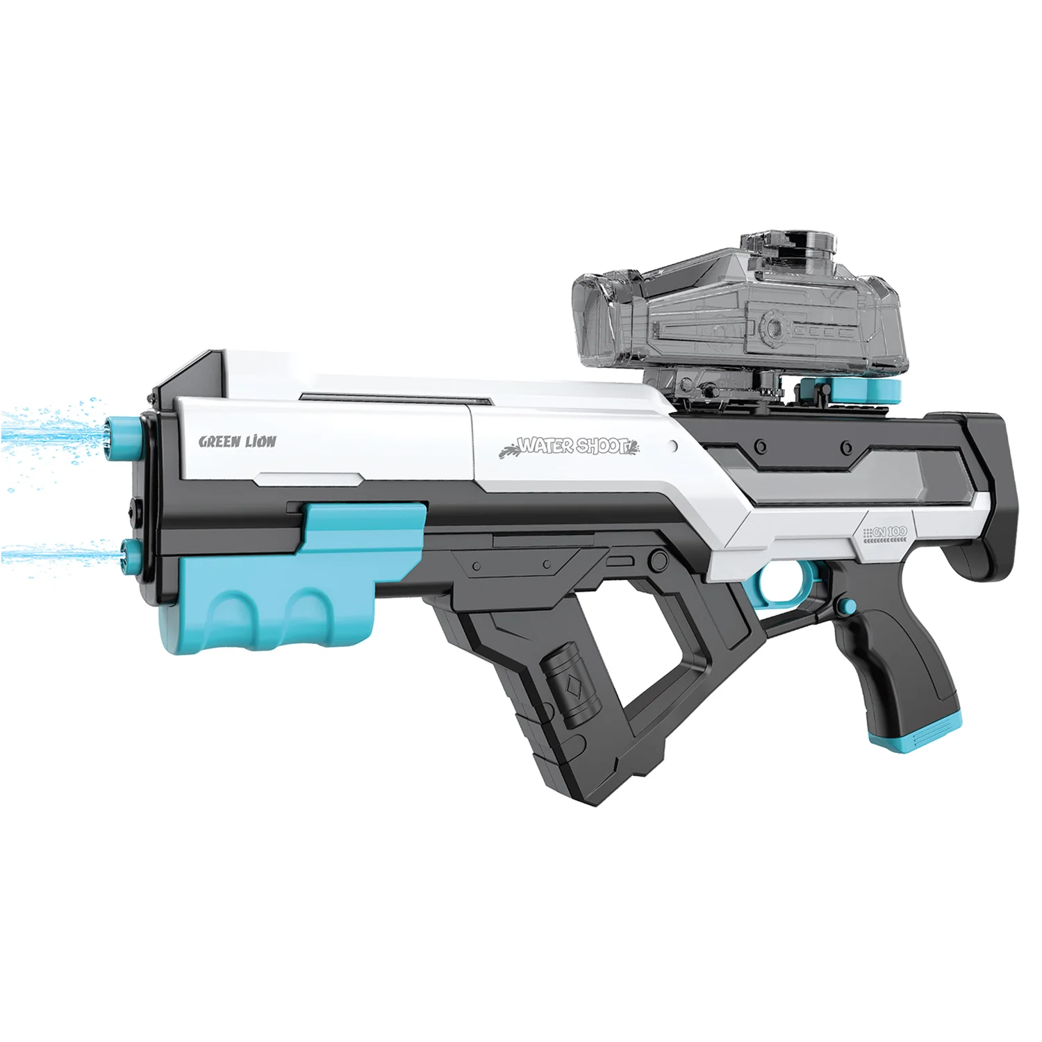 GN100-Dual Head Water Gun with 2× Spray Heads, 800mL Water Tank, 10m Shooting Range, LED Firing Effects - White GN100-Dual Head Water Gun with 2× Spray Heads, 800mL Water Tank, 10m Shooting Range, LED Firing Effects - White - تصویر 1