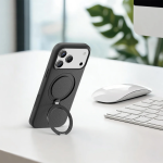 Minister iPhone 18 Pro Max MagSafe Case, PU Leather, 360 Rotating Stand - Black - تصویر 6