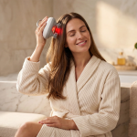 Scalp Massager 360° Detachable Heads Red Light Therapy IPX6 4 Speeds USB-C - Grey - تصویر 2