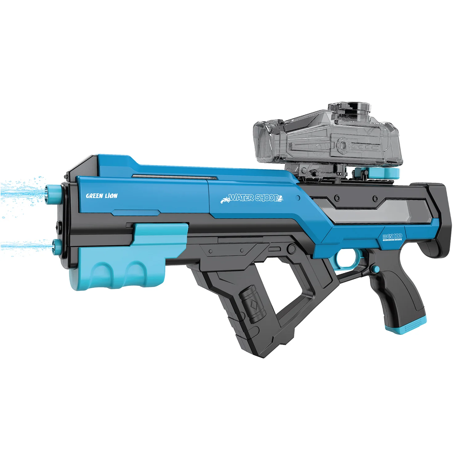GN100-Dual Head Water Gun with 2× Spray Heads, 800mL Water Tank, 10m Shooting Range, LED Firing Effects - Blue GN100-Dual Head Water Gun with 2× Spray Heads, 800mL Water Tank, 10m Shooting Range, LED Firing Effects - Blue - تصویر 1