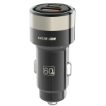 Zinc Alloy Dual Port Car Charger 60W Total (30W PD + 30W QC) with 1m USB-C to Lightning Cable - Black - تصویر 4