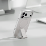 ARCEN MagSafe Leather Kickstand Case for iPhone 18 Pro Max, Ultra Strong 3D RING, Built-in Stand - Silver - تصویر 3