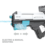 GN100-Dual Head Water Gun with 2× Spray Heads, 800mL Water Tank, 10m Shooting Range, LED Firing Effects - White - تصویر 3