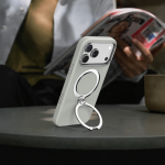 Kenton MagSafe Leather Case with Ring Kickstand for iPhone 18 Pro Max/17 Pro Max - Silver - تصویر 2