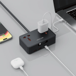 GS-850 2500W Power Socket with 70cm Retractable USB-C Cable, 2 × AC Sockets, 2 × USB-A & 3 × USB-C Ports - Black - تصویر 2