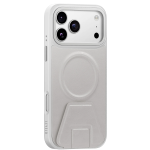 ARCEN MagSafe Leather Kickstand Case for iPhone 18 Pro Max, Ultra Strong 3D RING, Built-in Stand - Silver - تصویر 6
