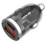 Zinc Alloy Transparent Car Charger, Dual Port (30W PD USB-C + 22.5W QC USB-A) - Black - تصویر 4