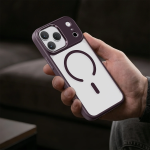 Titan MagSafe iPhone 18/17 Pro Max Case - Metal Buttons, Burgundy - تصویر 2