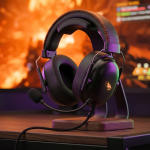 Gaming ALOMA Wired Gaming Headphones 50mm Drivers RGB Soft Over-Ear Pads Mic for PC Consoles - Black - تصویر 6