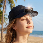 Solar Cooler Cap with Rechargeable Bladeless Fan, UV Protection, 5×Speed Levels, 5300 RPM - Black - تصویر 3
