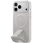 ARCEN MagSafe Leather Kickstand Case for iPhone 18 Pro Max, Ultra Strong 3D RING, Built-in Stand - Silver - تصویر 5