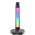 Gaming Headphone Stand PDX527 - RGB Lights, Wireless Charger, Black - تصویر 2