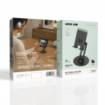 Foldable Stand Phone & Tablet Holder, 360° Rotation 3-Axis Metal Desktop Mount (4-12") - Black - تصویر 5