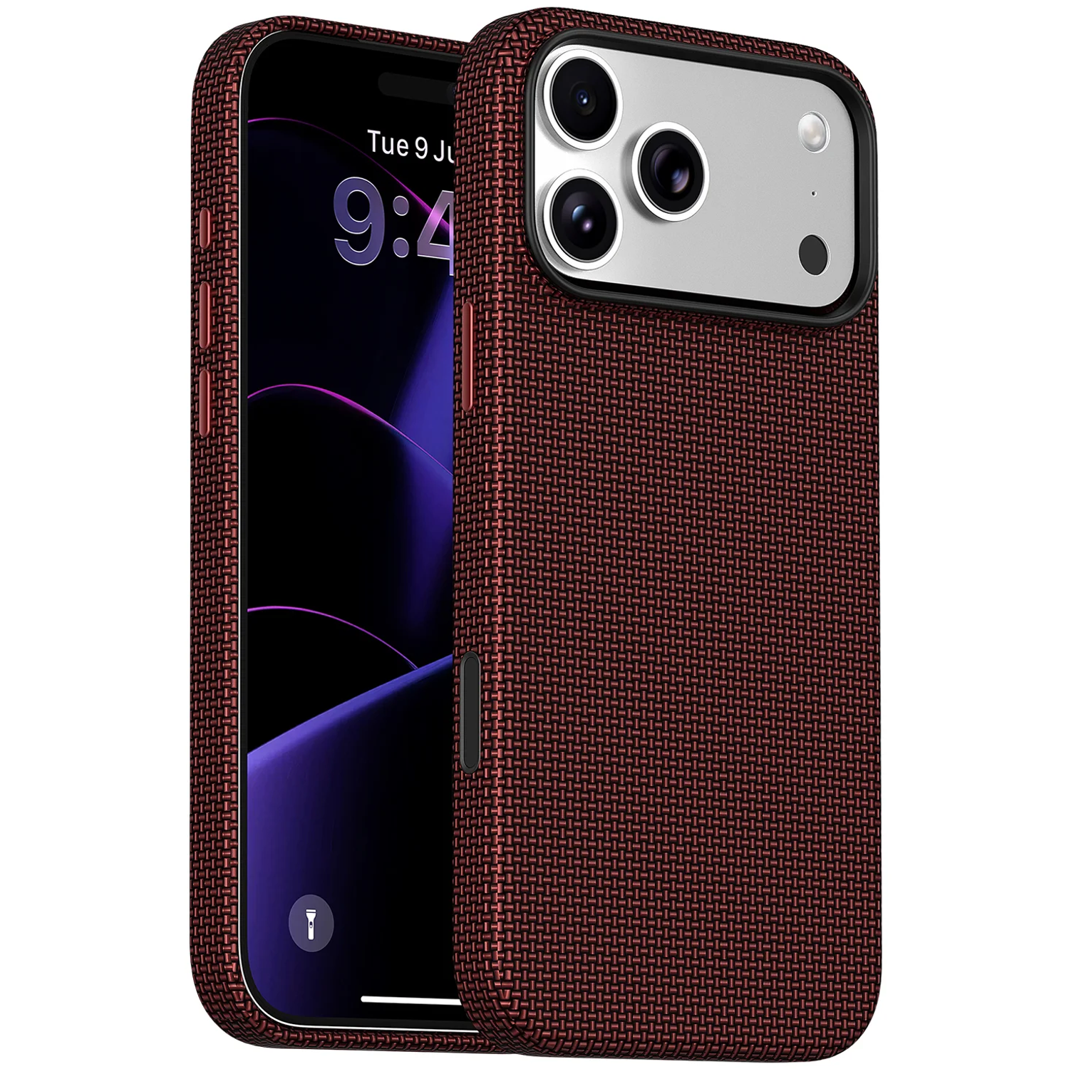 Florenza Woven Fabric MagSafe Case for iPhone 18 Pro/17 Pro 2600GS Drop Protection - Burgundy Florenza Woven Fabric MagSafe Case for iPhone 18 Pro/17 Pro 2600GS Drop Protection - Burgundy - تصویر 1