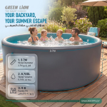AQUA MAX Inflatable Pool, 8700L Capacity, 3.7M Diameter & 1.2M Depth, Electric Air Pump Included - Grey - تصویر 2