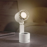Como Folding Fan with LED Lamp, 7200mAh Battery, Portable Table Fan - White - تصویر 6