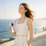 Handheld Fan PF-18 - USB-C Rechargeable, White - تصویر 2