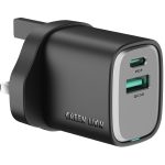 Wall Charger Supra GN33W1C1AUKBK - 33W GaN Dual-Port, Black Grey