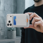 Leather Regal Case for iPhone 18 Pro Max - Card Holder, Silver - تصویر 2