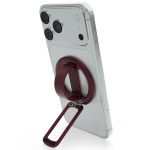 Rennes Rotating Phone Ring Stand with Liquid Silicone Loop & Magnetic Ring - Burgundy - تصویر 3