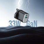 Wall Charger Supra GN33W1C1AUKBK - 33W GaN Dual-Port, Black Grey - تصویر 3