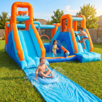 Adventure Park Inflatable Bounce House with Pool, Trampoline, Water Cannon, 60s Inflation, 135kg Load, 4.8x3.5x2.5m - Blue - تصویر 6